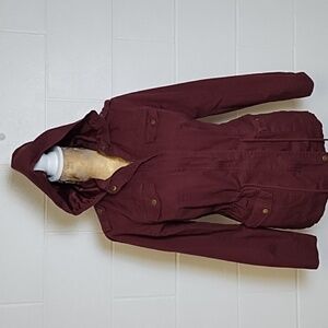 Outer Edge Med Burgundy Barn Jacket Fully Lined Utility Casual Streetwear Coat